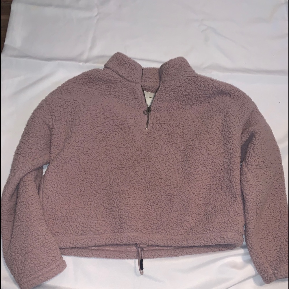 AE adjustable scrunch quarter zip sherpa